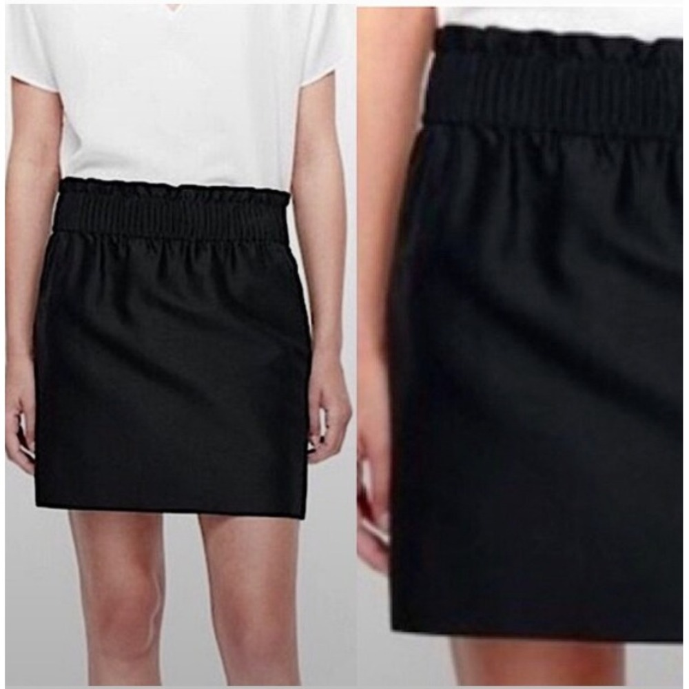 COS Wool Silk Blend Mini Skirt‎ Pull On Elastic Waist Black S/EUr 38